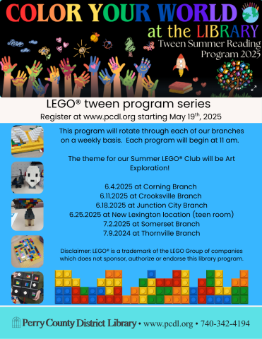 LEGO Club SRP events throughout the summer - register at www.pcdl.org!