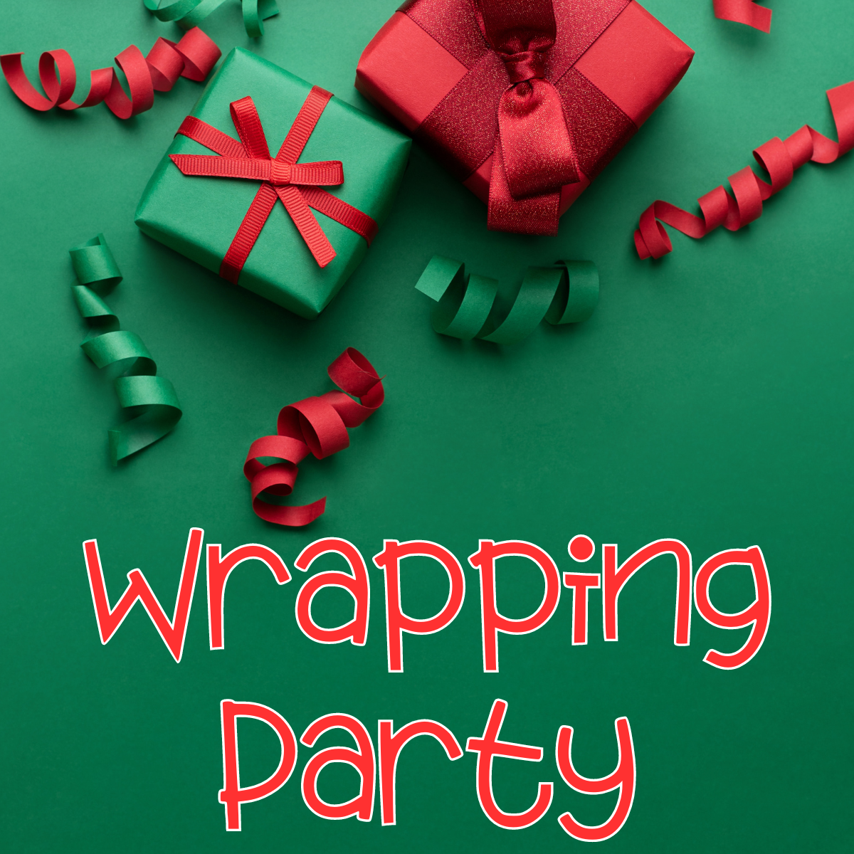 red and green presents and ribbons